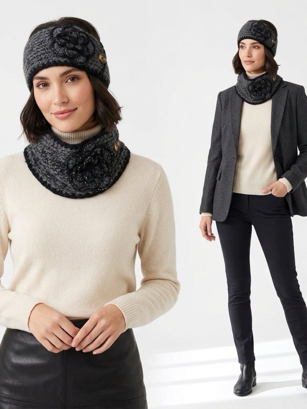 Women’s knitted headband and/neck warmer NWT